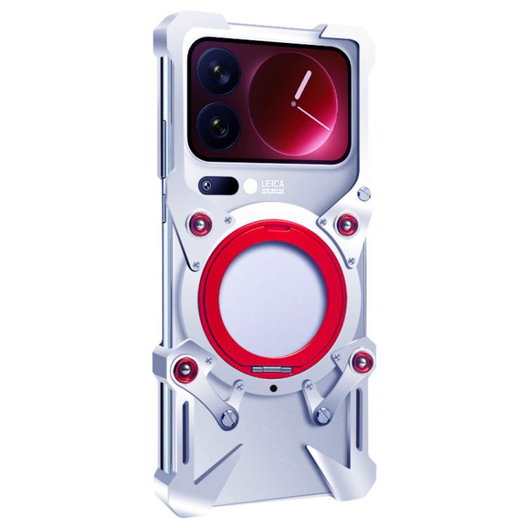 For Xiaomi 17 Pro Max Rotating Bracket Hollow Metal Phone Case with Lanyard