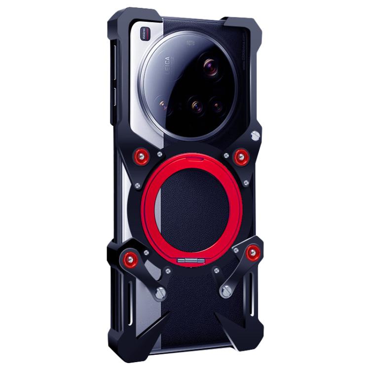 For Xiaomi 15 Ultra Rotating Bracket Hollow Metal Phone Case with Lanyard