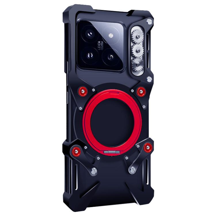 For Xiaomi 14 Pro Rotating Bracket Hollow Metal Phone Case with Lanyard