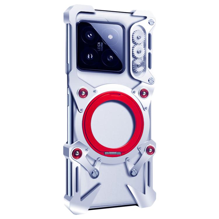 For Xiaomi 14 Pro Rotating Bracket Hollow Metal Phone Case with Lanyard