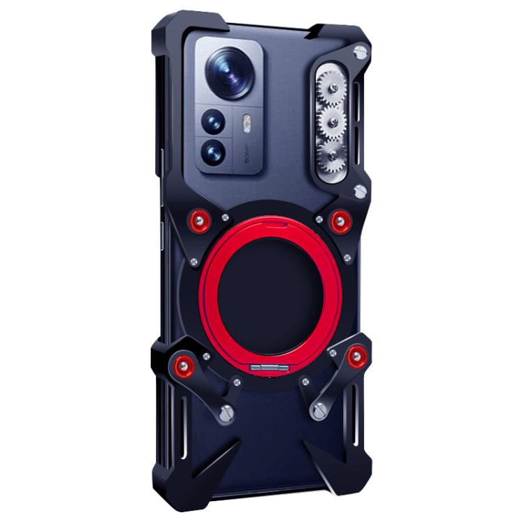 For Xiaomi 12 Pro / 12S Pro Rotating Bracket Hollow Metal Phone Case with Lanyard