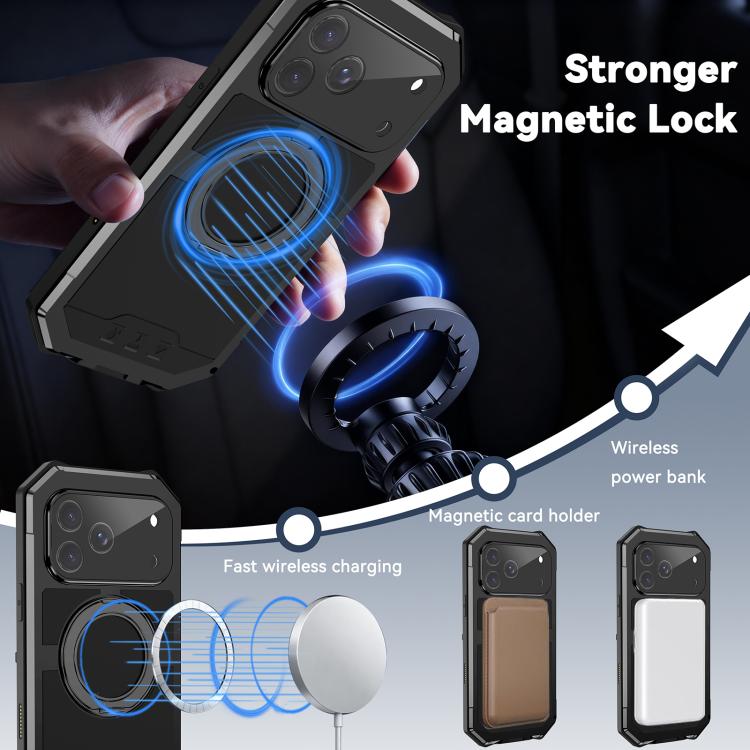 For iPhone 17 Pro Max R-JUST Life Waterproof Dustproof MagSafe Magnetic Holder Phone Case