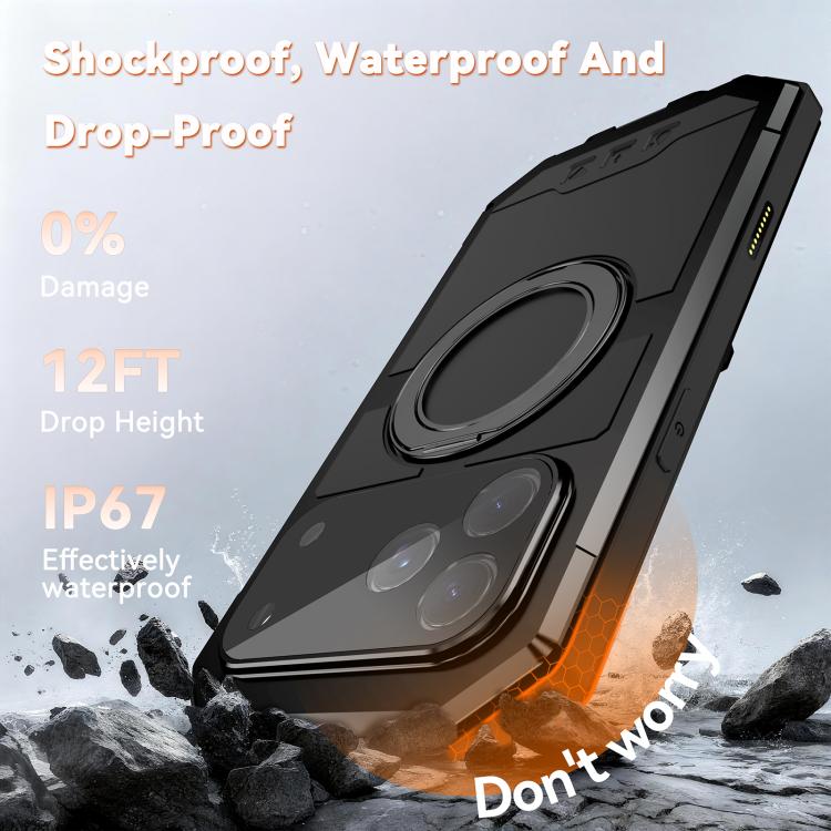 For iPhone 17 Pro Max R-JUST Life Waterproof Dustproof MagSafe Magnetic Holder Phone Case