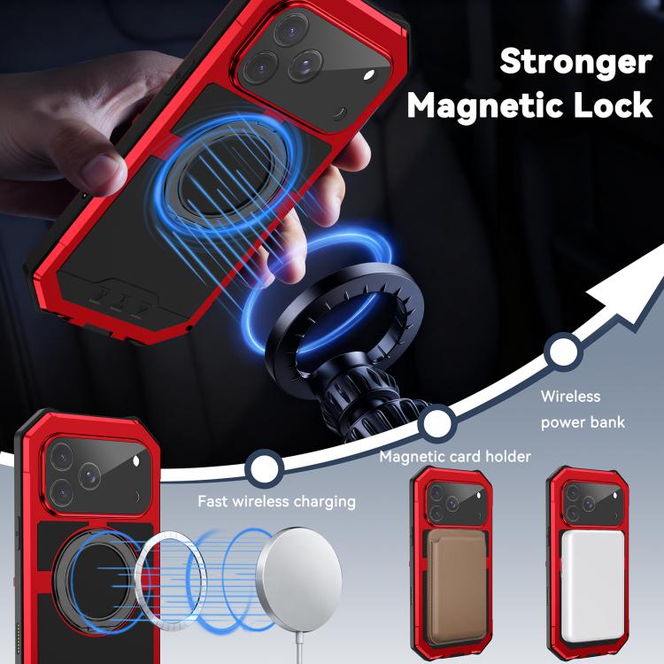 For iPhone 17 Pro Max R-JUST Life Waterproof Dustproof MagSafe Magnetic Holder Phone Case