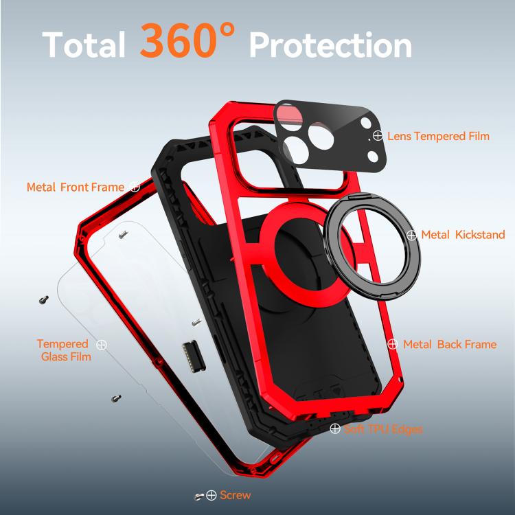 For iPhone 17 Pro Max R-JUST Life Waterproof Dustproof MagSafe Magnetic Holder Phone Case