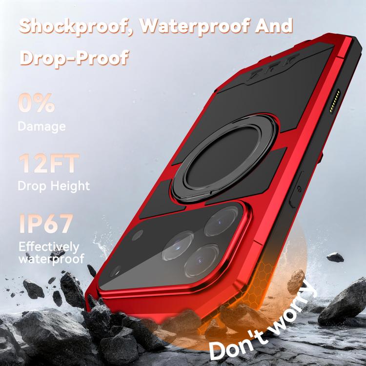 For iPhone 17 Pro Max R-JUST Life Waterproof Dustproof MagSafe Magnetic Holder Phone Case