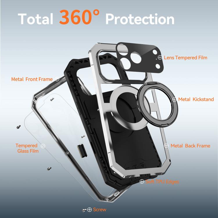 For iPhone 17 Pro Max R-JUST Life Waterproof Dustproof MagSafe Magnetic Holder Phone Case