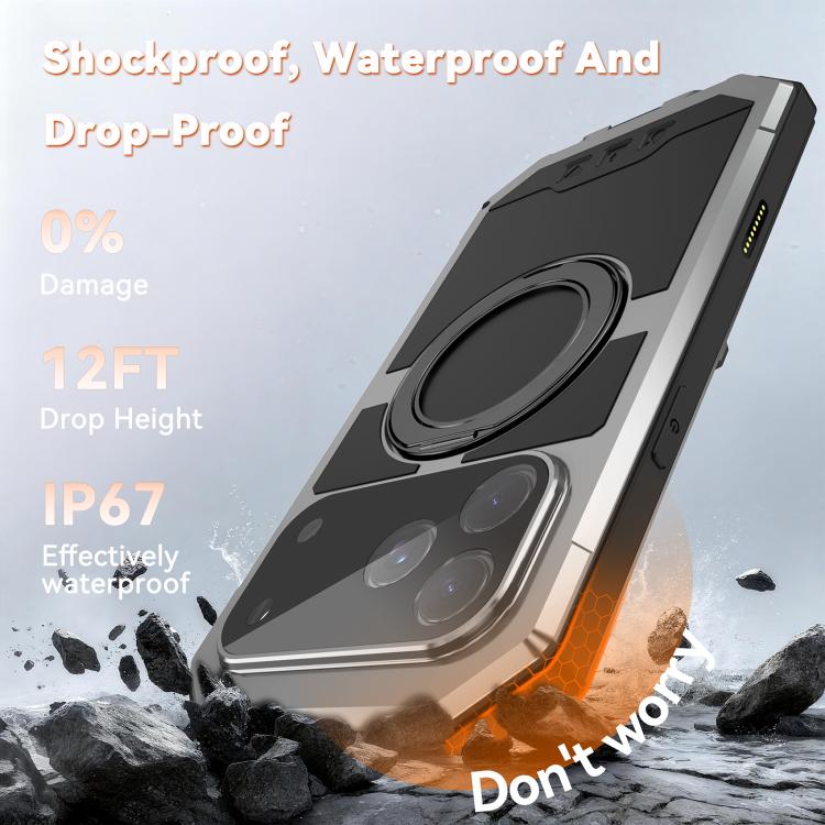 For iPhone 17 Pro Max R-JUST Life Waterproof Dustproof MagSafe Magnetic Holder Phone Case