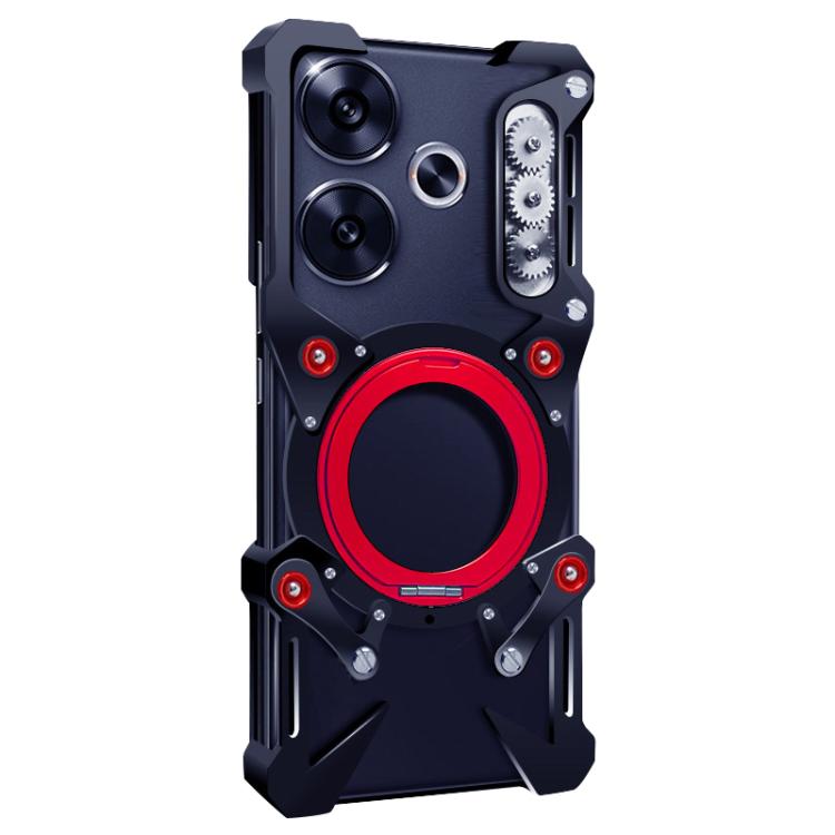 For Redmi Turbo 3 Rotating Bracket Hollow Metal Phone Case with Lanyard