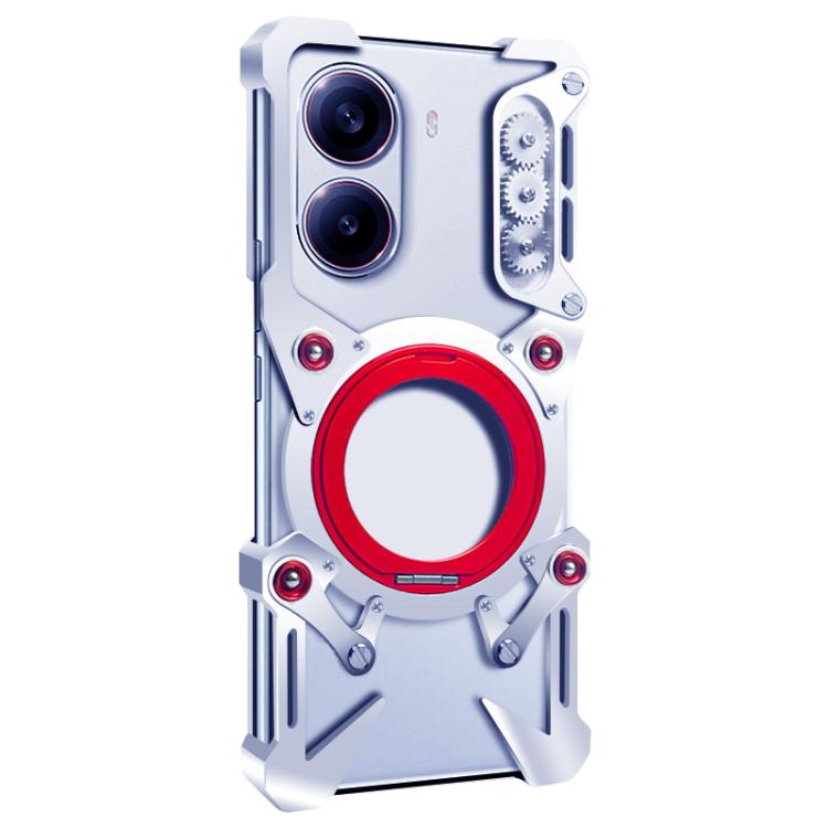 For Redmi Turbo 4 Rotating Bracket Hollow Metal Phone Case with Lanyard
