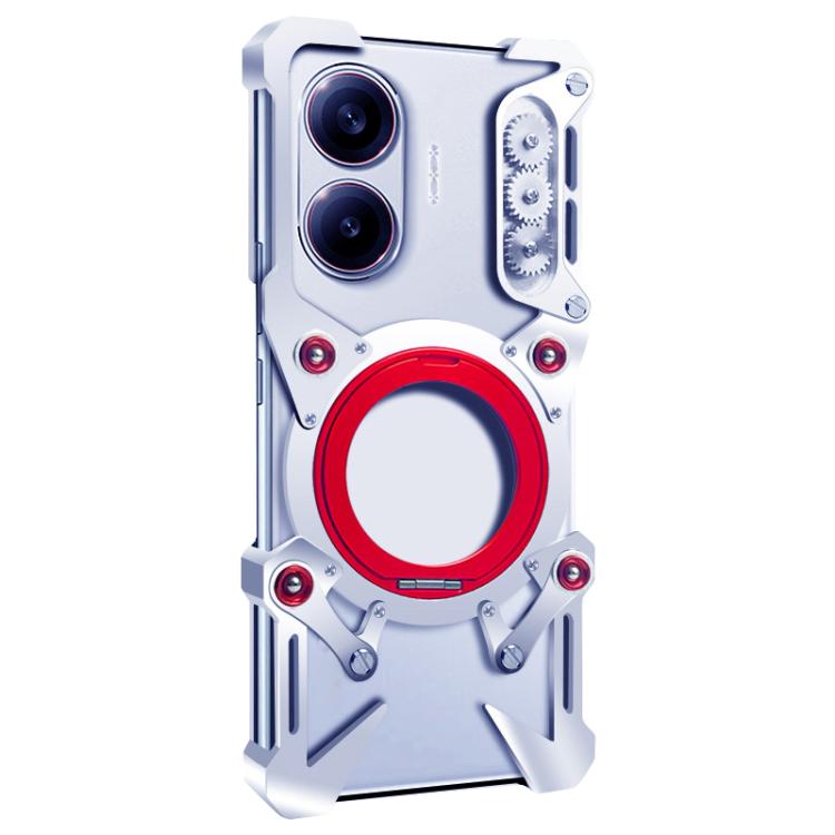 For Redmi Turbo 4 Pro Rotating Bracket Hollow Metal Phone Case with Lanyard