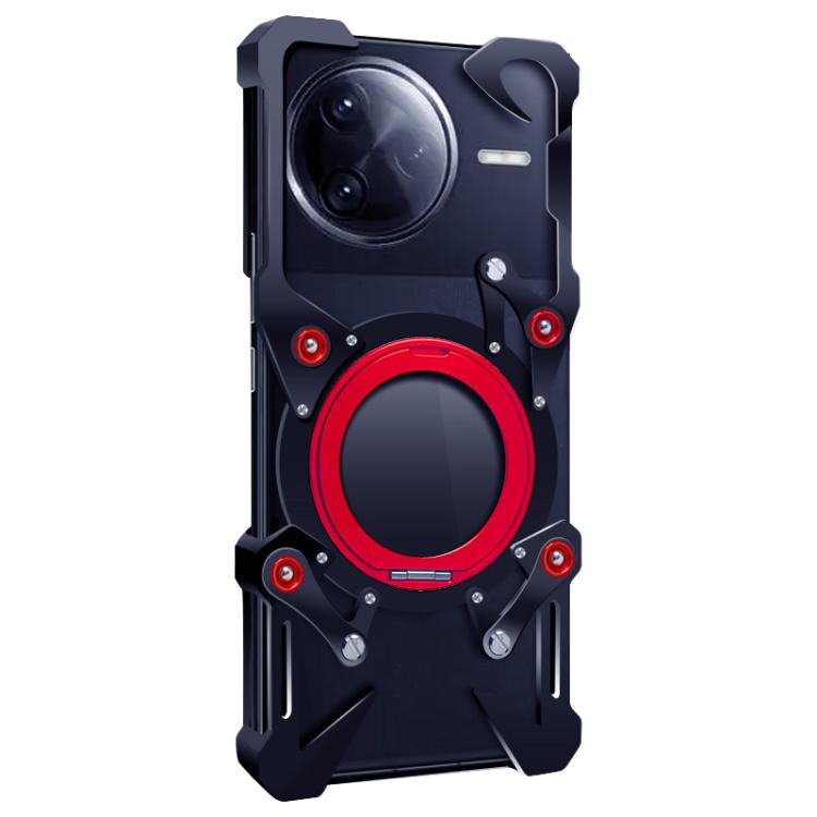 For Redmi K80 Rotating Bracket Hollow Metal Phone Case with Lanyard