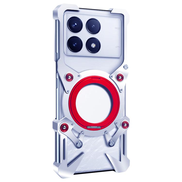 For Redmi K70 Ultra Rotating Bracket Hollow Metal Phone Case with Lanyard