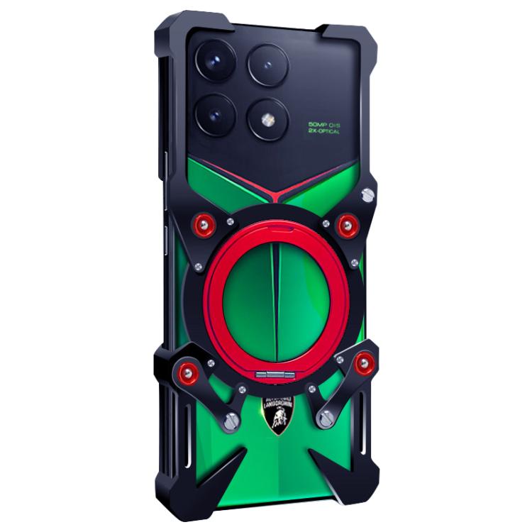 For Redmi K70 Pro Lamborghini Rotating Bracket Hollow Metal Phone Case with Lanyard