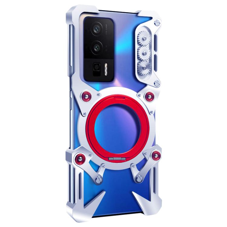 For Redmi K60 Rotating Bracket Hollow Metal Phone Case with Lanyard