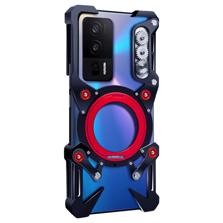 For Redmi K60 Pro Rotating Bracket Hollow Metal Phone Case with Lanyard