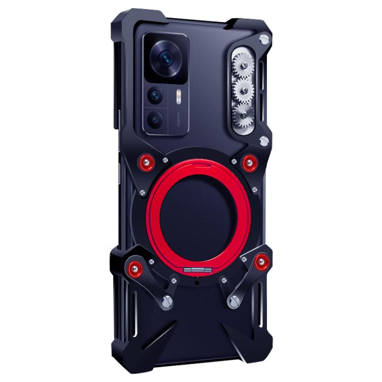For Redmi K50 Ultra Rotating Bracket Hollow Metal Phone Case with Lanyard