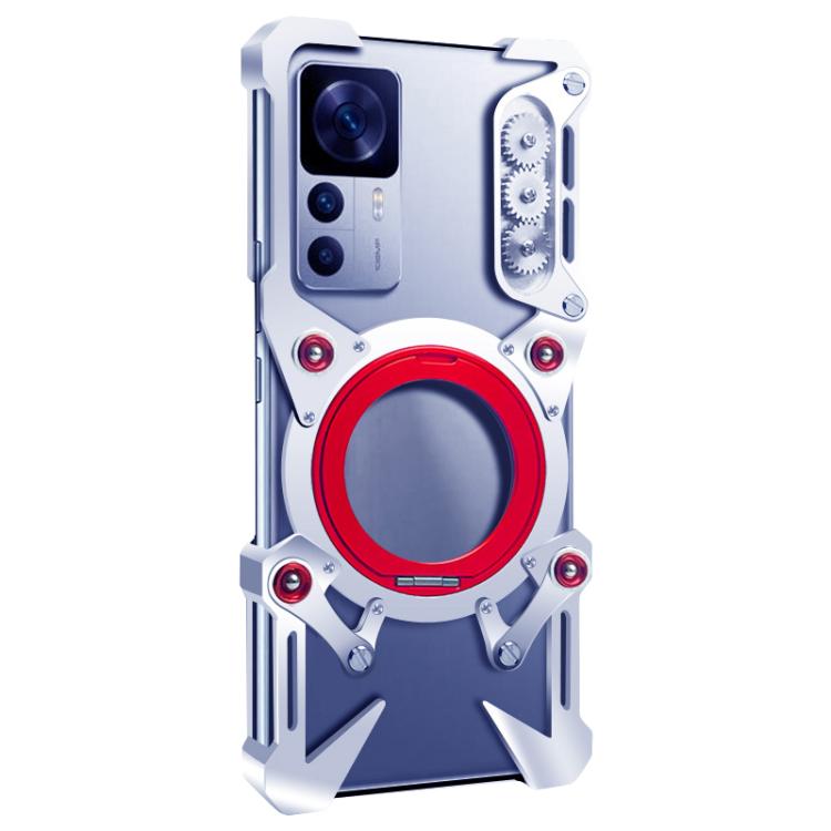 For Redmi K50 Ultra Rotating Bracket Hollow Metal Phone Case with Lanyard