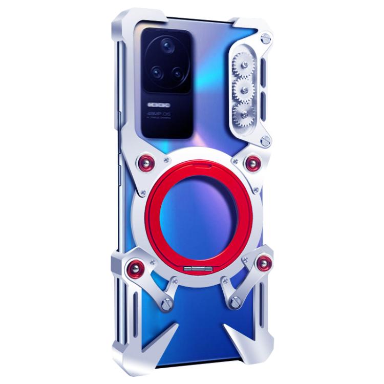 For Redmi K50 Rotating Bracket Hollow Metal Phone Case with Lanyard