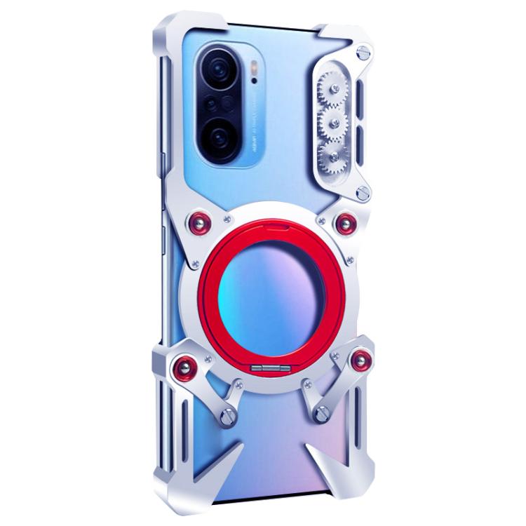 For Redmi K40 Pro Rotating Bracket Hollow Metal Phone Case with Lanyard