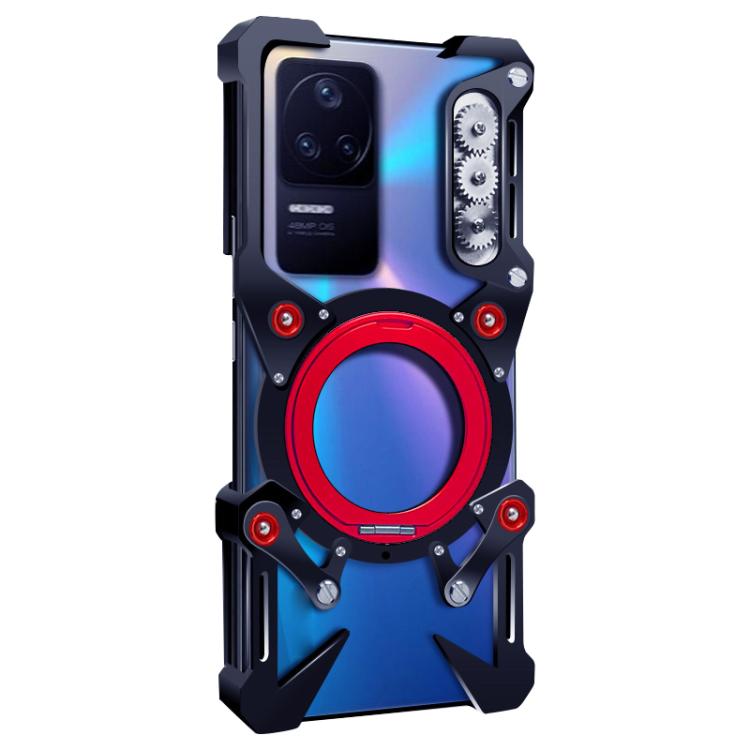 For Redmi K40S Rotating Bracket Hollow Metal Phone Case with Lanyard