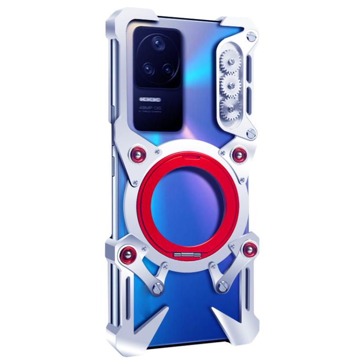 For Redmi K40S Rotating Bracket Hollow Metal Phone Case with Lanyard