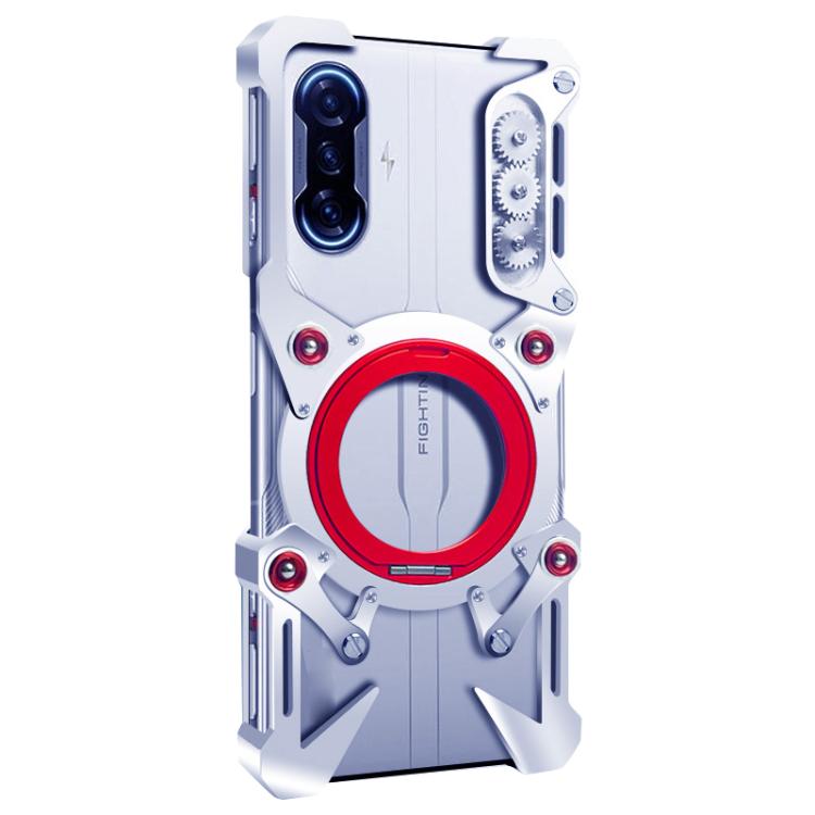 For Redmi K40 Gaming Rotating Bracket Hollow Metal Phone Case with Lanyard