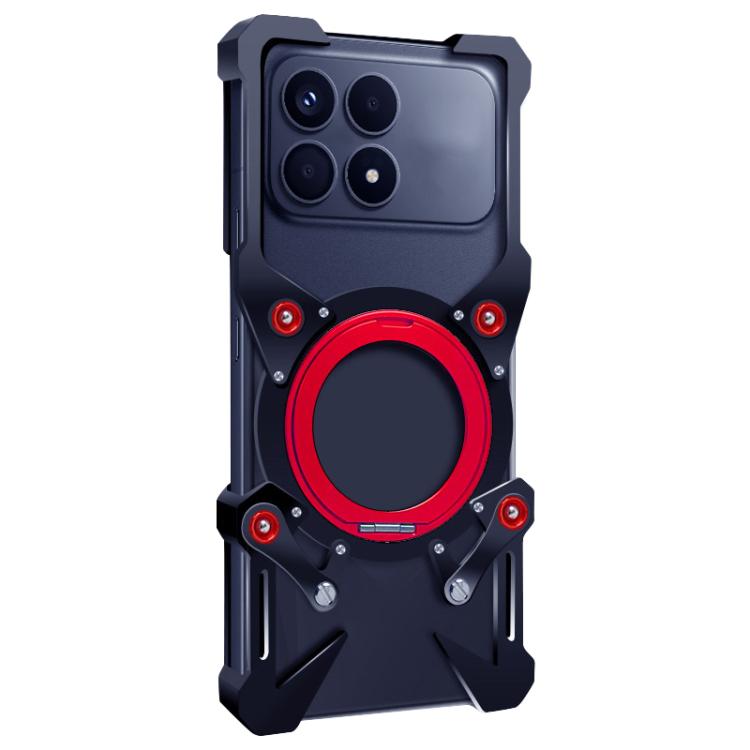 For Redmi K90 Rotating Bracket Hollow Metal Phone Case with Lanyard