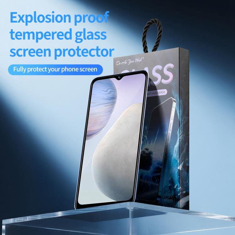 For vivo Y02 / Y02A / Y02s Do As You Wish Silk Screen Printed HD Tempered Glass Film - Black