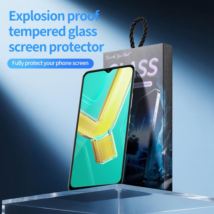 For vivo Y03 Do As You Wish Silk Screen Printed HD Tempered Glass Film - Black