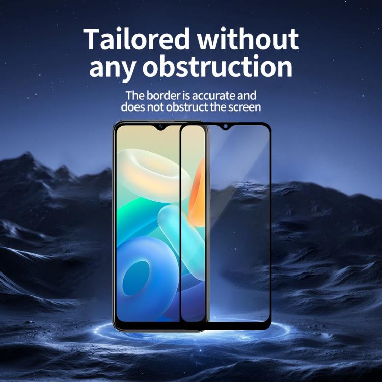 For vivo Y16 Do As You Wish Silk Screen Printed HD Tempered Glass Film - Black