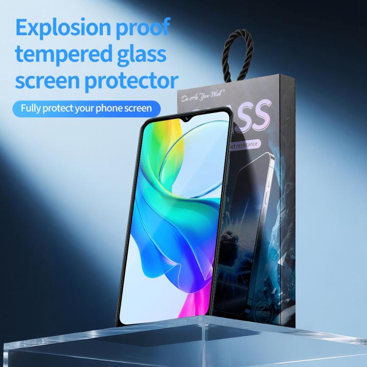 For vivo Y18i Do As You Wish Silk Screen Printed HD Tempered Glass Film - Black