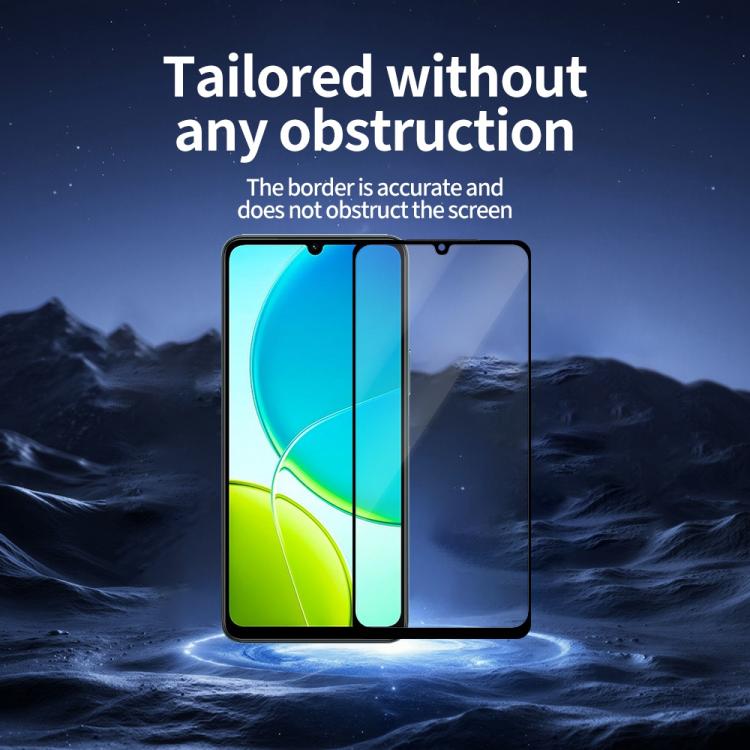 For vivo Y19 Do As You Wish Silk Screen Printed HD Tempered Glass Film - Black