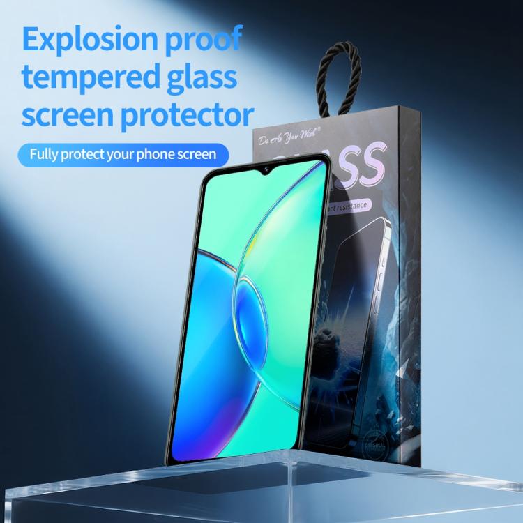 For vivo Y27 5G Do As You Wish Silk Screen Printed HD Tempered Glass Film - Black