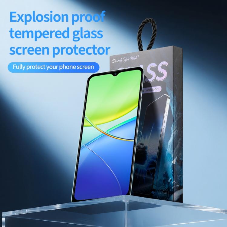 For vivo Y37m 5G Do As You Wish Silk Screen Printed HD Tempered Glass Film - Black