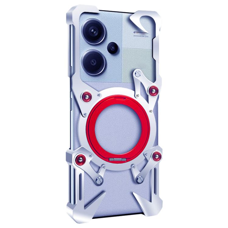 For Redmi Note 13 Pro+ 5G Rotating Bracket Hollow Metal Phone Case with Lanyard