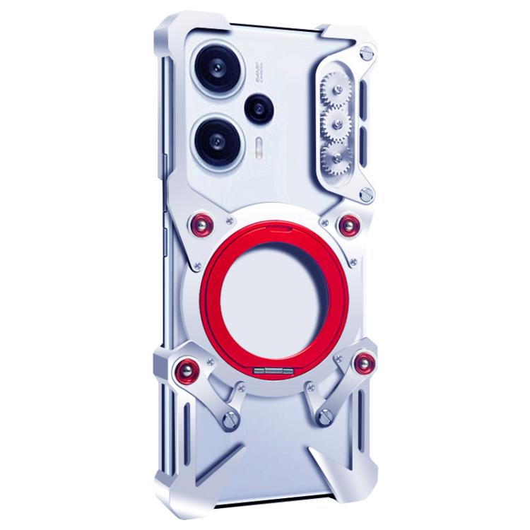 For Redmi Note 12 Turbo Rotating Bracket Hollow Metal Phone Case with Lanyard