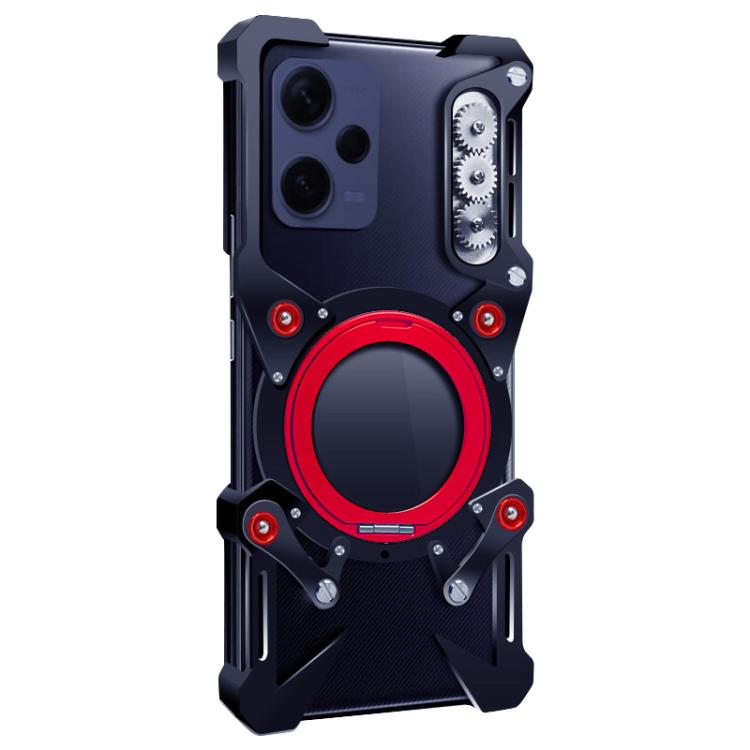 For Redmi Note 12 5G Global Rotating Bracket Hollow Metal Phone Case with Lanyard