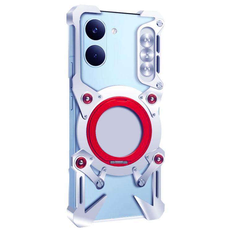 For Redmi Turbo 5 / Poco X8 Pro 5G Rotating Bracket Hollow Metal Phone Case with Lanyard