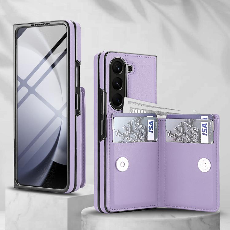 For Samsung Galaxy Z Fold6 5G Integrated Flip Cover Card Slot Holder Leather Phone Case with Ring