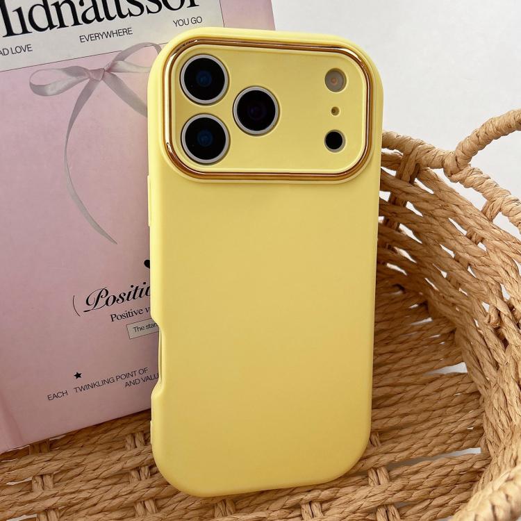 For iPhone 17 Pro Fat Dun Solid Color Metal Photo Frame TPU Phone Case
