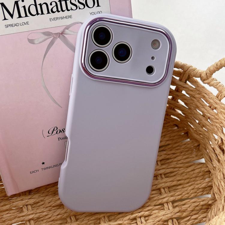 For iPhone 17 Pro Fat Dun Solid Color Metal Photo Frame TPU Phone Case