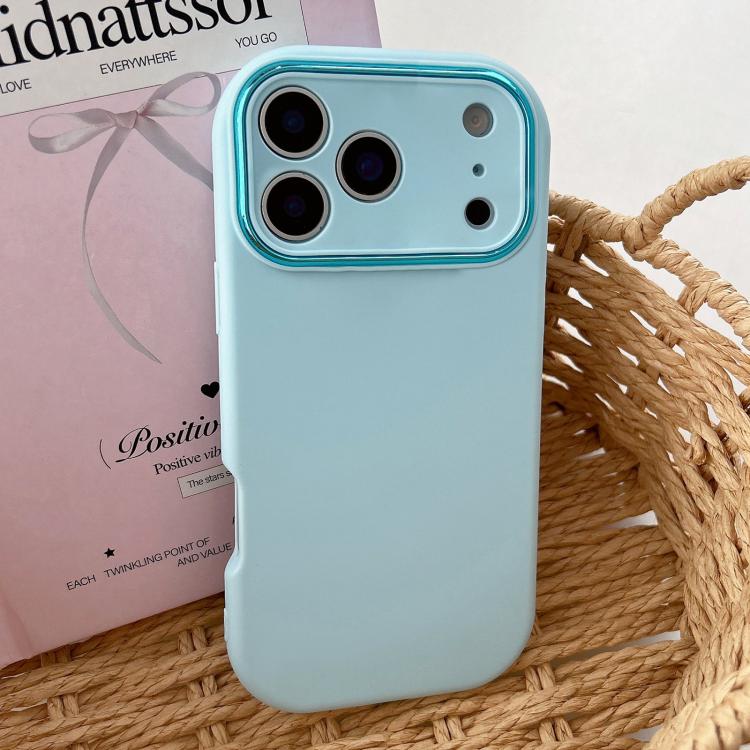 For iPhone 17 Pro Fat Dun Solid Color Metal Photo Frame TPU Phone Case