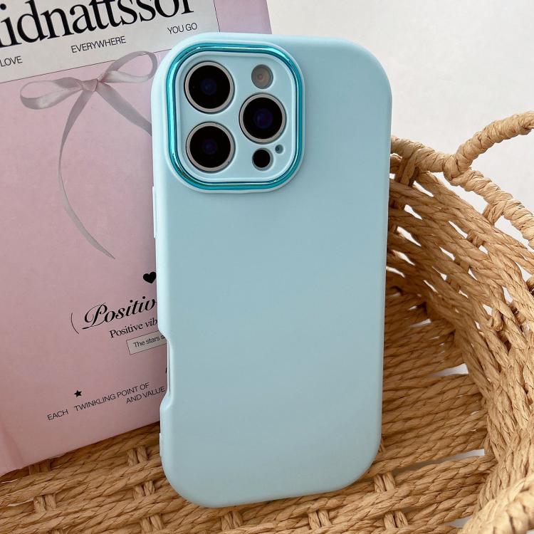 For iPhone 16 Pro Max Fat Dun Solid Color Metal Photo Frame TPU Phone Case