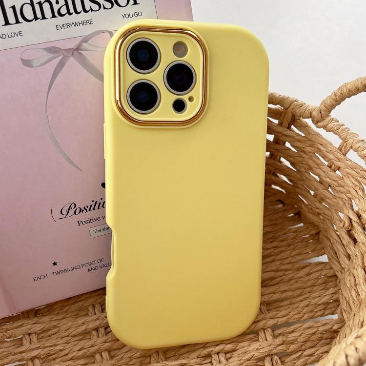 For iPhone 16 Pro Fat Dun Solid Color Metal Photo Frame TPU Phone Case