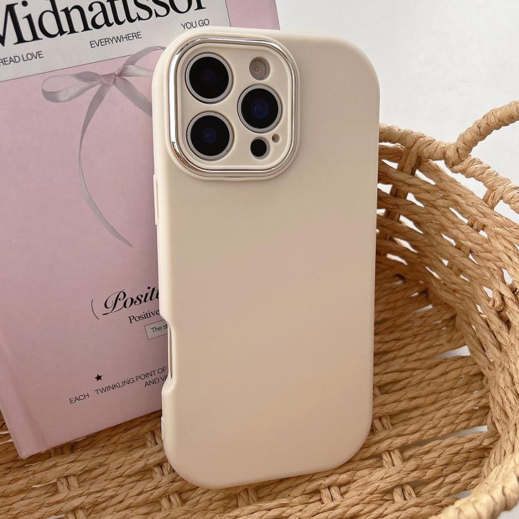 For iPhone 16 Pro Fat Dun Solid Color Metal Photo Frame TPU Phone Case