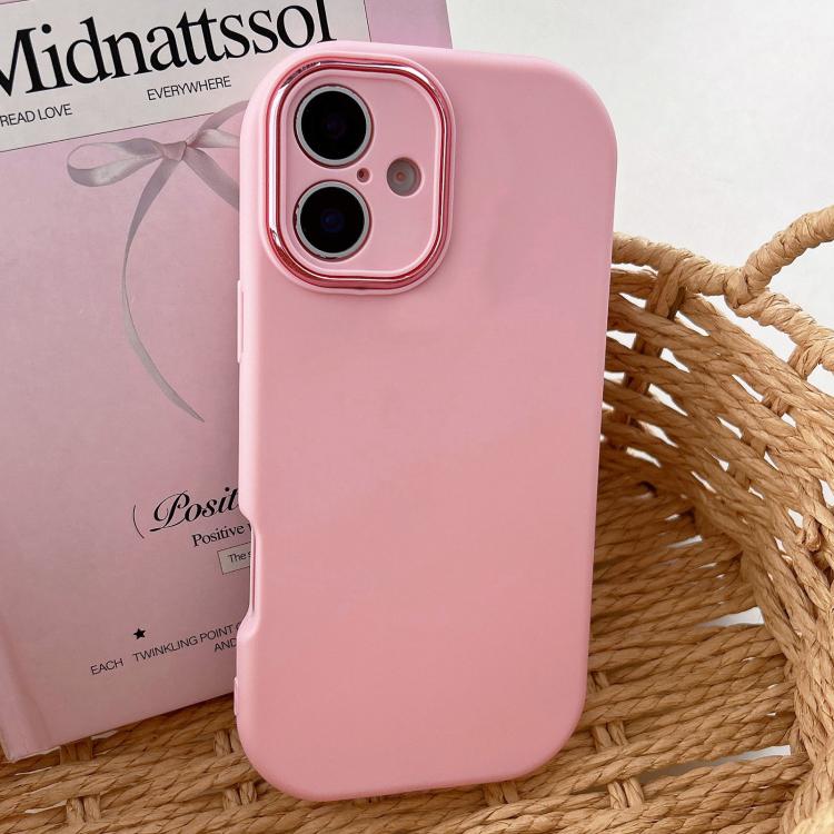 For iPhone 16 Plus Fat Dun Solid Color Metal Photo Frame TPU Phone Case