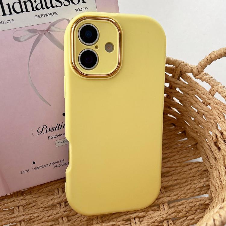 For iPhone 16 Plus Fat Dun Solid Color Metal Photo Frame TPU Phone Case