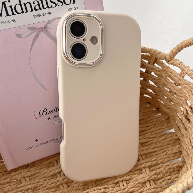 For iPhone 16 Plus Fat Dun Solid Color Metal Photo Frame TPU Phone Case