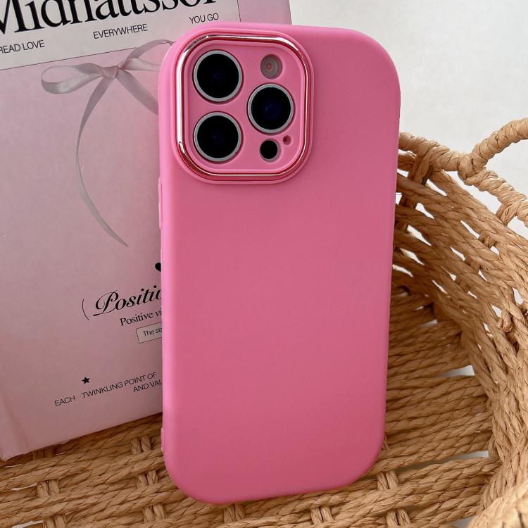 For iPhone 15 Pro Max Fat Dun Solid Color Metal Photo Frame TPU Phone Case
